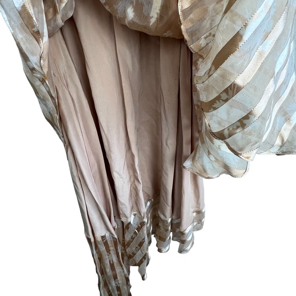 1980's The Silk Farm beige silk chiffon stripped dress, Size 6 - Picture 6 of 11